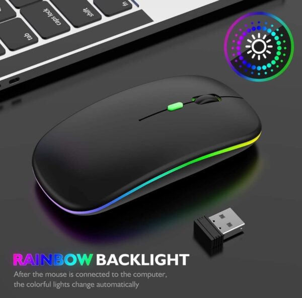 wireless computer mouse w10 rechargeable slim silent multicolour - Image 3