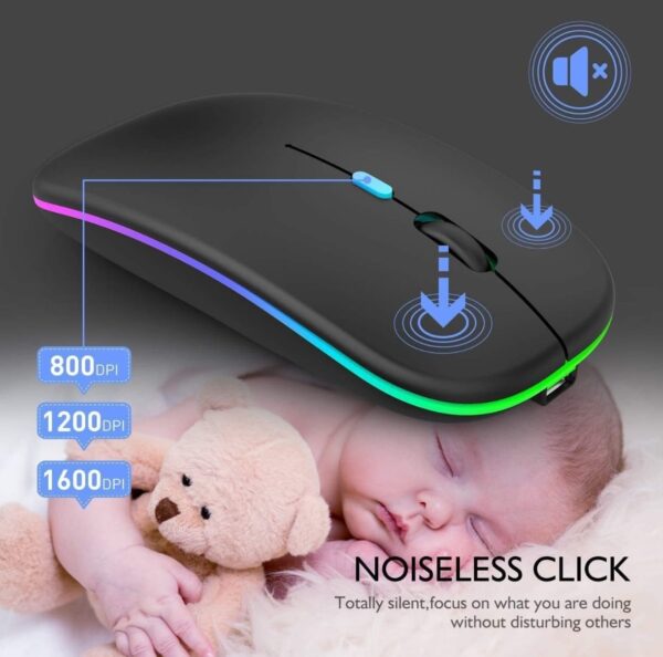 wireless computer mouse w10 rechargeable slim silent multicolour - Image 4